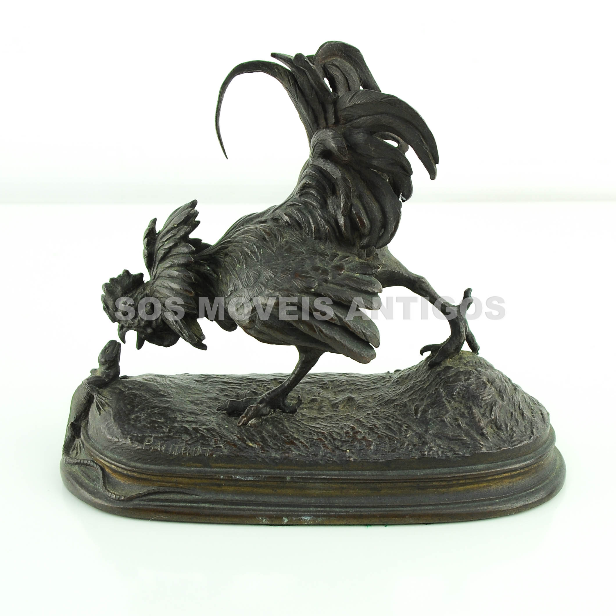 ESCULTURA FRANCESA – SÉC.XIX – FERDINAND PAUTROT – REPRESENTANDO GALO E LAGARTO – SOSMOVEISANTIGOS – ANTIQUARIO SP (3)