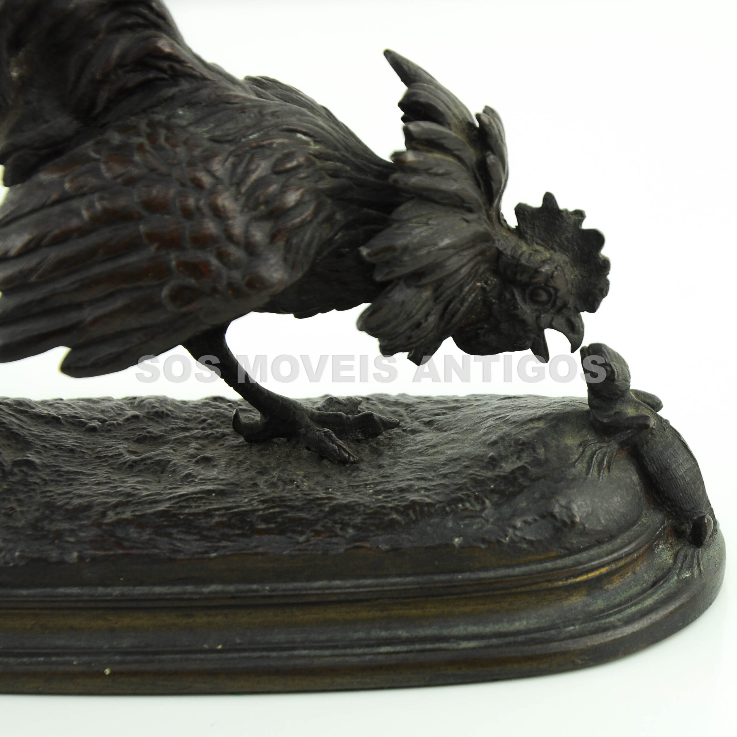 ESCULTURA FRANCESA – SÉC.XIX – FERDINAND PAUTROT – REPRESENTANDO GALO E LAGARTO – SOSMOVEISANTIGOS – ANTIQUARIO SP (6)