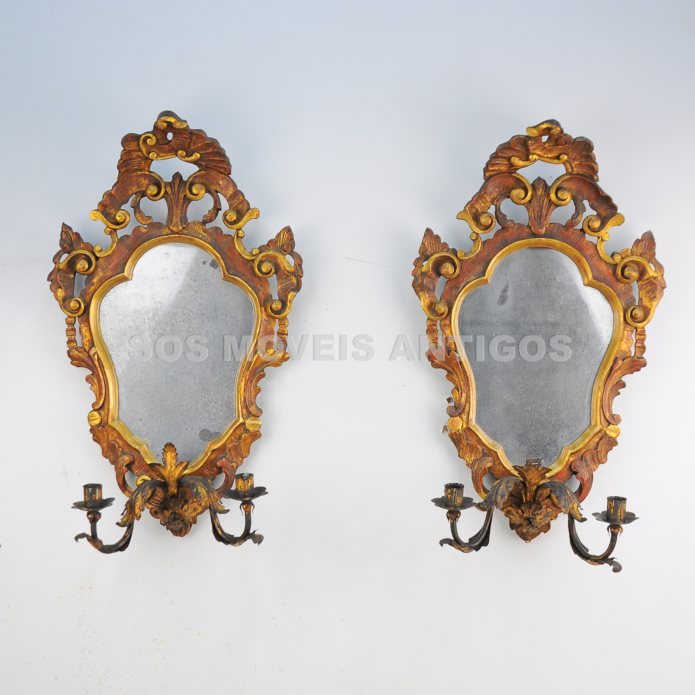 PAR DE ESPELHOS COM SUPORTE PARA 02 VELAS – SOSMOVEISANTIGOS – ANTIQUARIO SP (2)